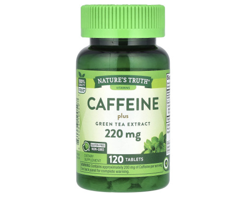 Кофеїн плюс екстракт зеленого чаю, Caffeine Plus Green Tea Extract, Nature's Truth, 220 мг, 120 таблеток