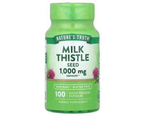 Расторопша, Milk Thistle Seed Extract, Nature's Truth, экстракт семян, 1000 мг, 100 быстродействующих капсул