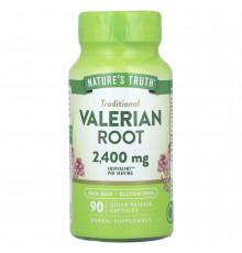 Валериана, Valerian Root, Nature's Truth, корень, 2400 мг, 90 капсул быстрого высвобождения (1200 мг на капсулу)