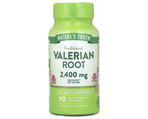 Валериана, Valerian Root, Nature's Truth, корень, 2400 мг, 90 капсул быстрого высвобождения (1200 мг на капсулу)