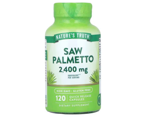 Со Пальметто, Saw Palmeto, Nature's Truth, 2400 мг, 120 капсул швидкого вивільнення (1200 мг на капсулу)