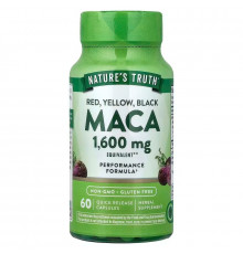 Мака, Maca, Nature's Truth, червона, жовта, чорна, 1600 мг, 60 капсул швидкого вивільнення