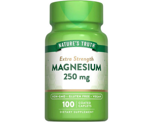 Магний, Magnesium, Nature's Truth, повышенная сила действия, 250 мг, 100 каплет