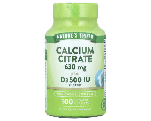 Кальций цитрат плюс D3, Calcium Citrate Plus D3, Nature's Truth, 100 каплет