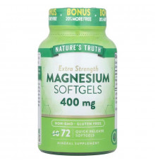 Магний, Magnesium, Nature's Truth, экстра сила, 400 мг, 72 гелевых капсул быстрого высвобождения