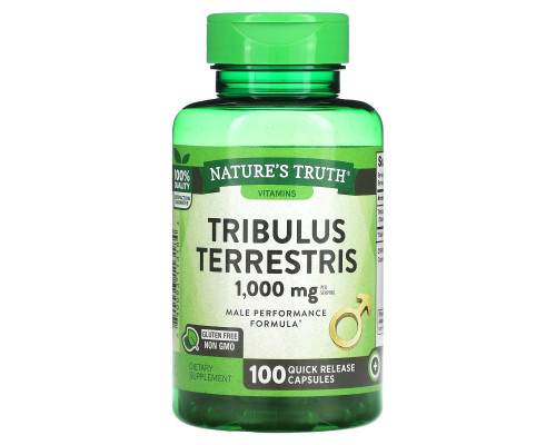 Трибулус террестрис, Tribulus Terrestris, Nature's Truth, 1000 мг, 100 капсул швидкого вивільнення (500 мг у капсулі)