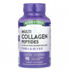 Коллагеновые пептиды, Multi Collagen Peptides, Nature's Truth, 90 капсул быстрого высвобождения