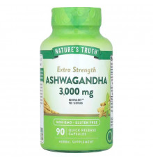Ашваганда, усиленная, Extra Strength Ashwagandha, Nature's Truth, 3000 мг, 90 капсул быстрого высвобождения (1500 мг на капсулу)