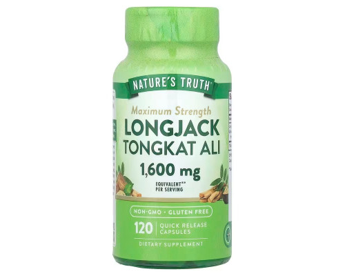 Эврикома длиннолистая, Longjack Tongkat Ali, Nature's Truth, 1600 мг, 120 капсул с быстрым высвобождением (800 мг в 1 капсуле)