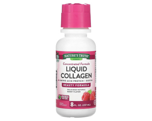 Коллаген, Liquid Collagen, Nature's Truth, с аминокислотным белком и биотином, вкус ягод, 237 мл