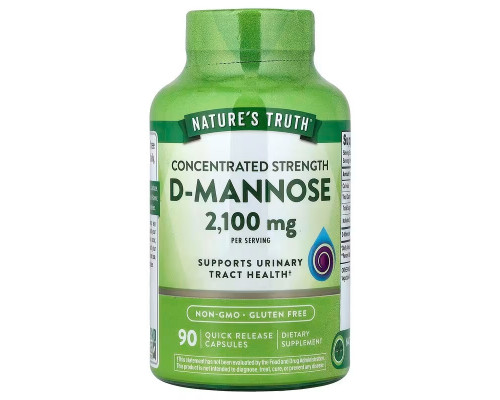 D-манноза, D-Mannose, Nature's Truth, концентрована сила, 2100 мг, 90 капсул швидкого вивільнення (700 мг у капсулі)