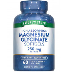Магній гліцинат, Magnesium Glycinate (Mag Set), Nature's Truth, з високим ступенем засвоєння, 250 мг, 60 гелевих капсул