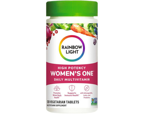 Мультивитамины для женщин, Women's One High Potency Daily Multivitamin, Rainbow Light, высокая эффективность, 120 вегетарианских таблеток
