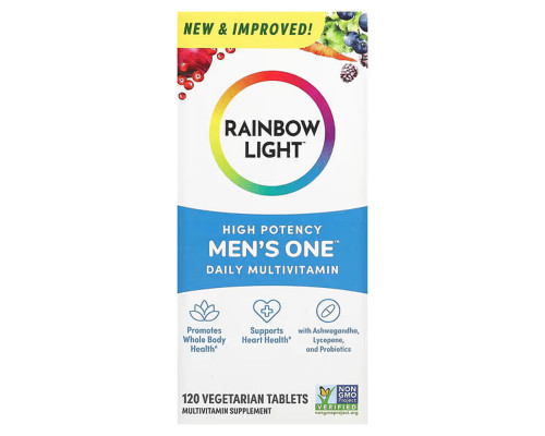 Мультивитамины для мужчин, Men's Multivitamin, Rainbow Light, одна на день, высокая эффективность, 120 вегетарианских таблеток