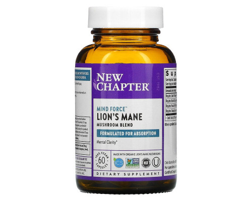 Ежовик гребенчатый, Lion's Mane, New Chapter, 60 веганских капсул