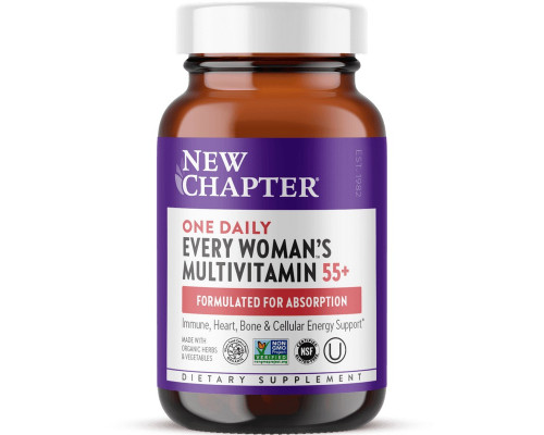Мультивитамины для женщин 55+, Every Woman's 55+ Multivitamin, New Chapter, 1 в день, 96 вегетарианских таблеток