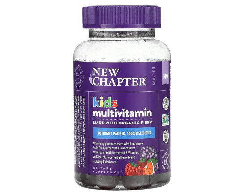 Мультивитамины для детей, Kid's Multivitamin, New Chapter, вкус ягодно-цитрусовый, 60 жевательных конфет