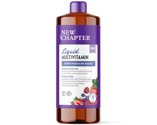 Мультивитамины  для всей семьи, Vegan Liquid Multivitamin for the Whole Family, New Chapter, жидкие, веган, ягодный микс, 887 мл