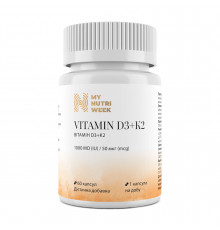 Витамин D3+K2, Vitamin D3+K2, My Nutri Week, 1000 МЕ/50 мкг, 60 капсул