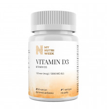 Витамин D3, Vitamin D3, My Nutri Week, 125 мкг (5000 МЕ), 60 капсул