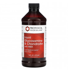 Глюкозамин и хондроитин с МСМ, Liquid Glucosamine & Chondroitin with MSM, Protocol for Life Balance, жидкий, вкус цитрус, 473 мл