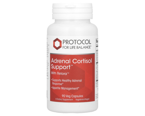 Поддержка надпочечников, Adrenal Cortisol Support, Protocol for Life Balance, 90 вегетарианских капсул