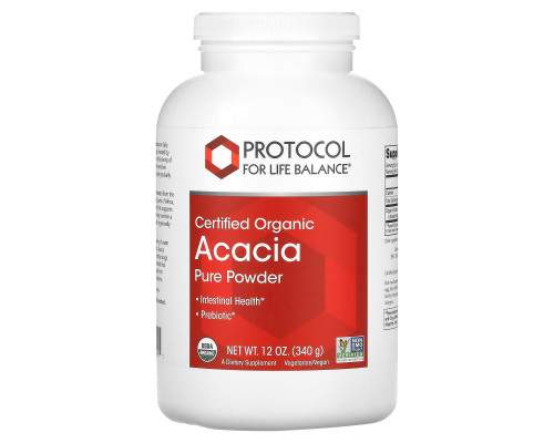 Акация, Acacia Pure Powder, Protocol for Life Balance, чистый порошок, сертифицированный органический, 340 г