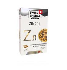 Цинк, ZINC blister, Swiss Energy, 15 мг, 30 веганских капсул