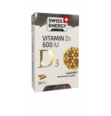 Витамин D3 для иммунитета, D3 600 IU, Swiss Energy, 15 мкг (600 МЕ), 30 веганских капсул