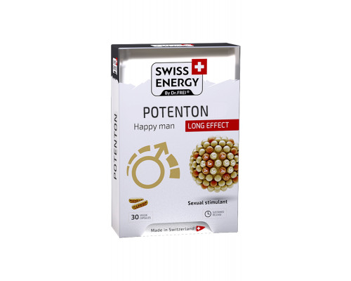 Поддержка потенции для мужчин, Potenton, blister, Swiss Energy, комплекс продленного действия, 30 веганских капсул