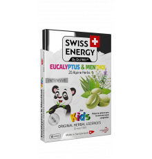 Леденцы от простуды, для детей, Herbal Lozenges Blister 20 herbs + Eucalyptus and Menthol for kids, Swiss Energy, от кашля, боли в горле и заложенности носа, 20 альпийский трав, ментол и эвкалипт, 12 травяных леденцов