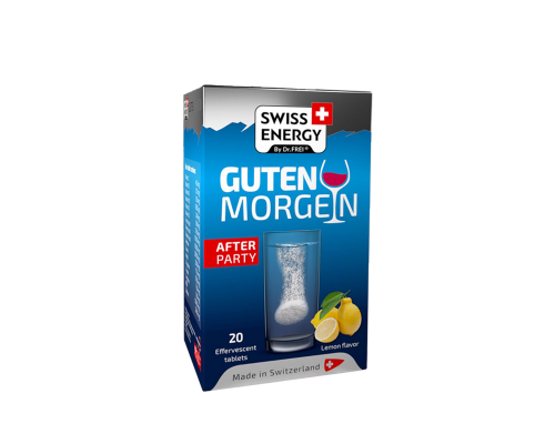 Антипохмельный комплекс, GUTEN MORGEN No Hangover, Swiss Energy, вкус лимона, 20 шипучих таблеток