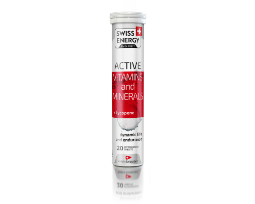 Витамины и минералы с ликопином, ACTIVE Vitamins and Minerals + Lycopene CH, Swiss Energy, 20 шипучих таблеток