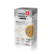 Мультивитамины с витамином К2, MULTIVIT 25 Vitamins and Minerals+Vitamin K2, Swiss Energy, 25 витаминов и минералов, 30 капсул