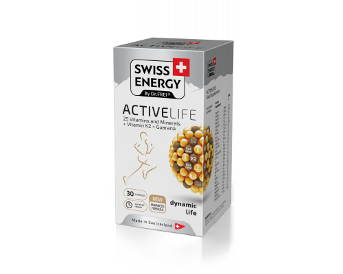 Витамины и минералы с гуараной, ACTIVELIFE 25 Vitamins and Minerals+Vitamin K2+Guarana, Swiss Energy, 30 капсул