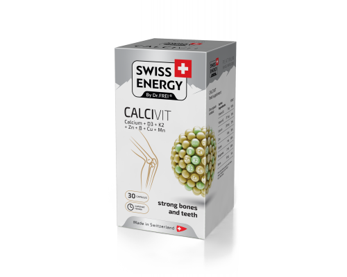 Кальций + Витамин D3 + Витамин К2, CALCIVIT Calcium+Vitamin D3+Vitamin K2, Swiss Energy, 30 капсул