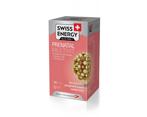 Мультивитамины для беременных и кормящих женщин, PRENATAL MULTIVIT, Swiss Energy, 19 витаминов и минералов, 30 капсул