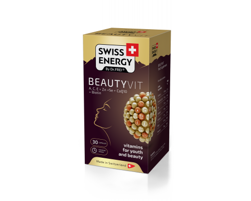 Витамины и минералы для красоты, BEAUTYVIT ACE+Zn+Se+CoQ10+Biotin, Swiss Energy, 30 капсул
