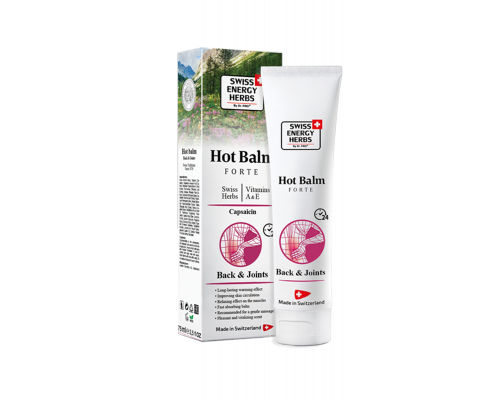 Бальзам согревающий, Herbs Hot Balm Forte Back & Joints, Swiss Energy, швейцарские травы, витамины, капсаицин, 75 мл
