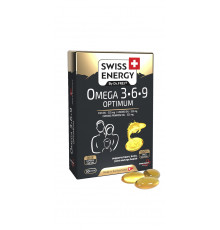 Омега-3-6-9, Omega-3-6-9 OPTIMUM blister, Swiss Energy, рыбий жир, масло семян льна, масло примулы, 30 гелевых капсул