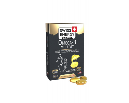 Мультивитамины с Омега-3, Omega-3 MULTIVIT blister, Swiss Energy, 12 витаминов, 30 гелевых капсул