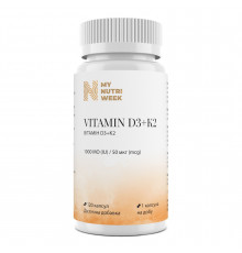 Витамин D3+K2, Vitamin D3+K2, My Nutri Week, 1000 МЕ/50 мкг, 120 капсул