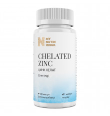 Хелатный цинк, Chelated Zinc, My Nutri Week, 30 мг, 100 капсул