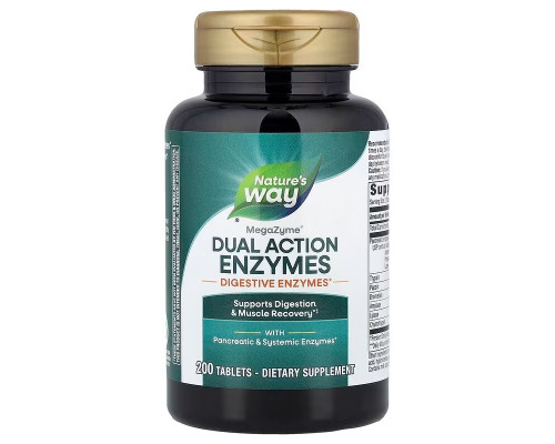 Ферменты для мышц и пищеварения, Mega-Zyme®, Dual Action Enzymes, Nature's Way, двойного действия, 200 таблеток