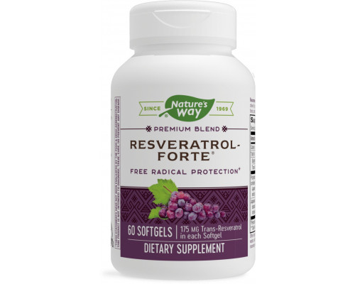 Ресвератрол-Форте, Resveratrol~Forte, Nature's Way, 175 мг, 60 гелевых капсул
