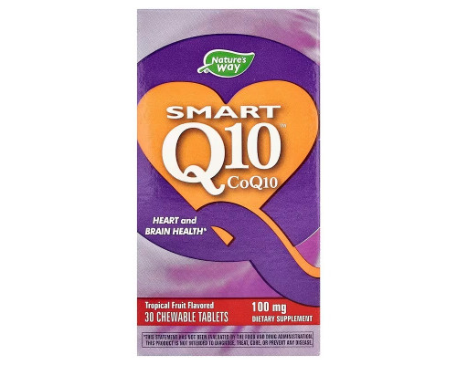 Коэнзим Q10, Smart Q10™, Nature's Way, вкус тропических фруктов, 100 мг, 30 жевательных таблеток