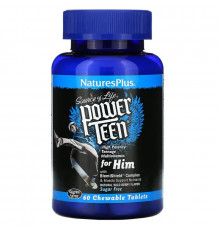 Витамины для парней, Power Teen For Him, Nature's Plus, Source of Life, ягодный вкус, без сахара, 60 таблеток