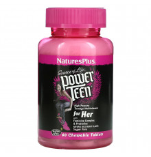 Витамины для девочек, Power Teen For Her, Nature's Plus, Source of Life, ягодный вкус, 60 таблеток