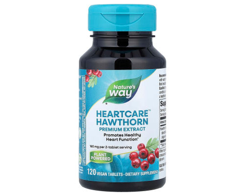 Боярышник,  Hawthorn, Nature's Way, экстракт, 160 мг, 120 веганских таблеток (80 мг на таблетку)