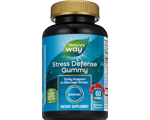 Поддержка при стрессе, Stress Defense Gummies, Nature's Way, малина, 60 жевательных конфет